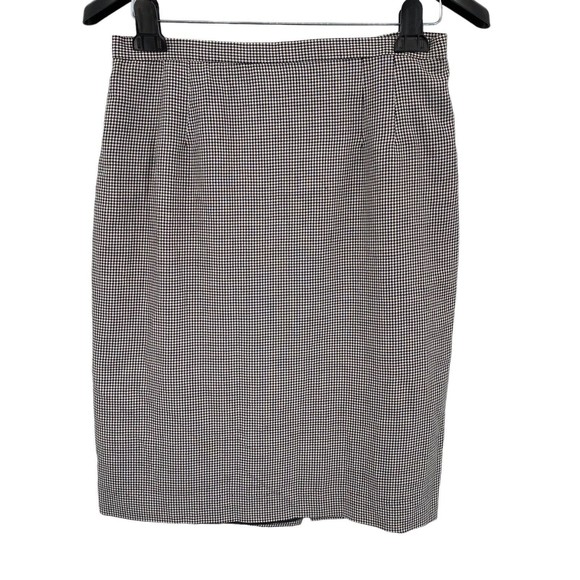 Vintage Talbots Skirt Size 12 Wool Blend Black White Houndstooth Pencil At Knee - Picture 1 of 6